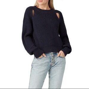 Vox Lux Navy Slash Shoulder Wool Blend Sweater